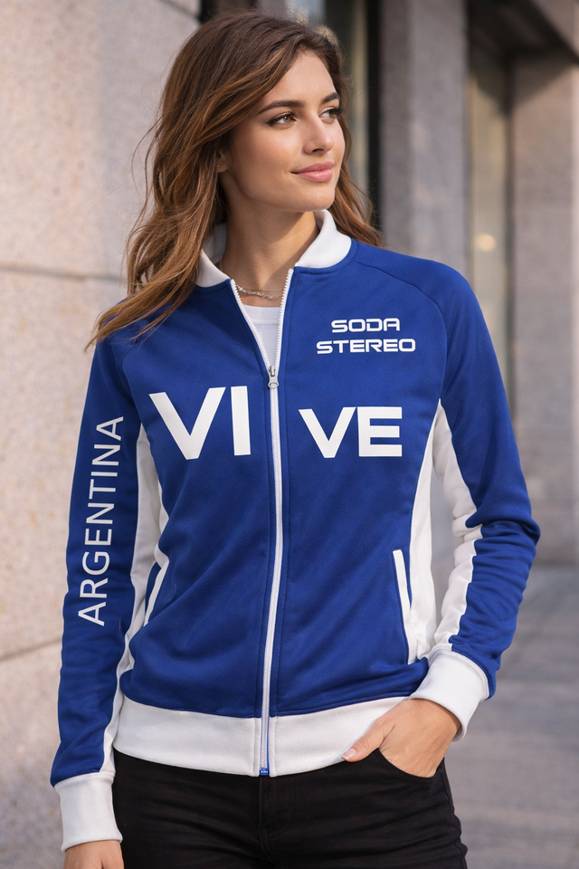 Chaqueta Soda Stereo Azul y Blanca