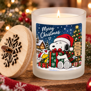 Vela navideña Snoopy con aroma a vainilla