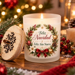 Vela navideña decorativa con aroma a vainilla